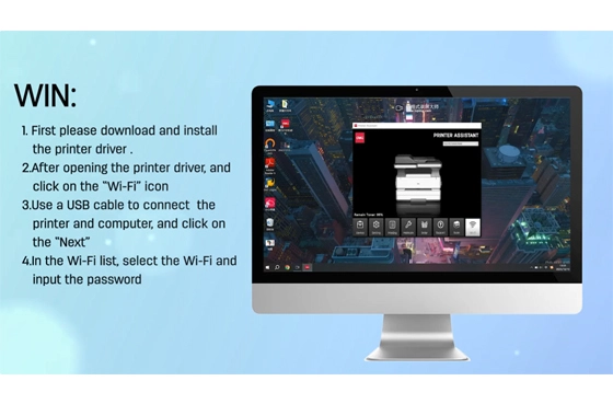 طابعة Deli (توصيل wi-fi عبر كمبيوتر يعمل بنظام Windows)