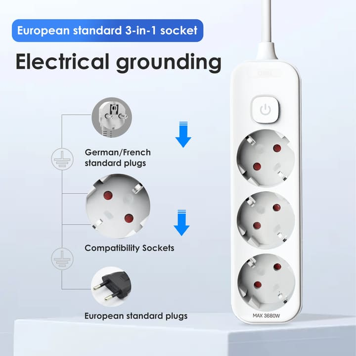et433 3 holes 5m european high power power strip supplier